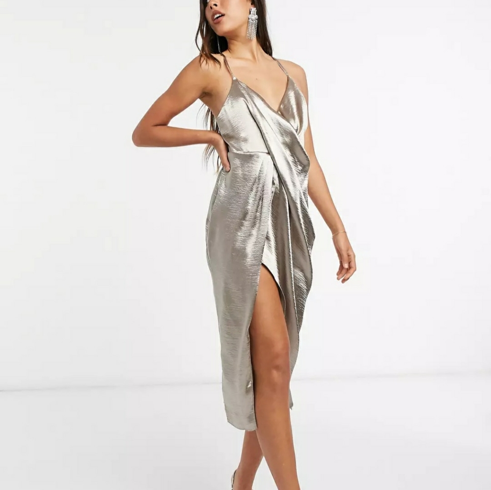 ASOS Design drape front cami slip dress